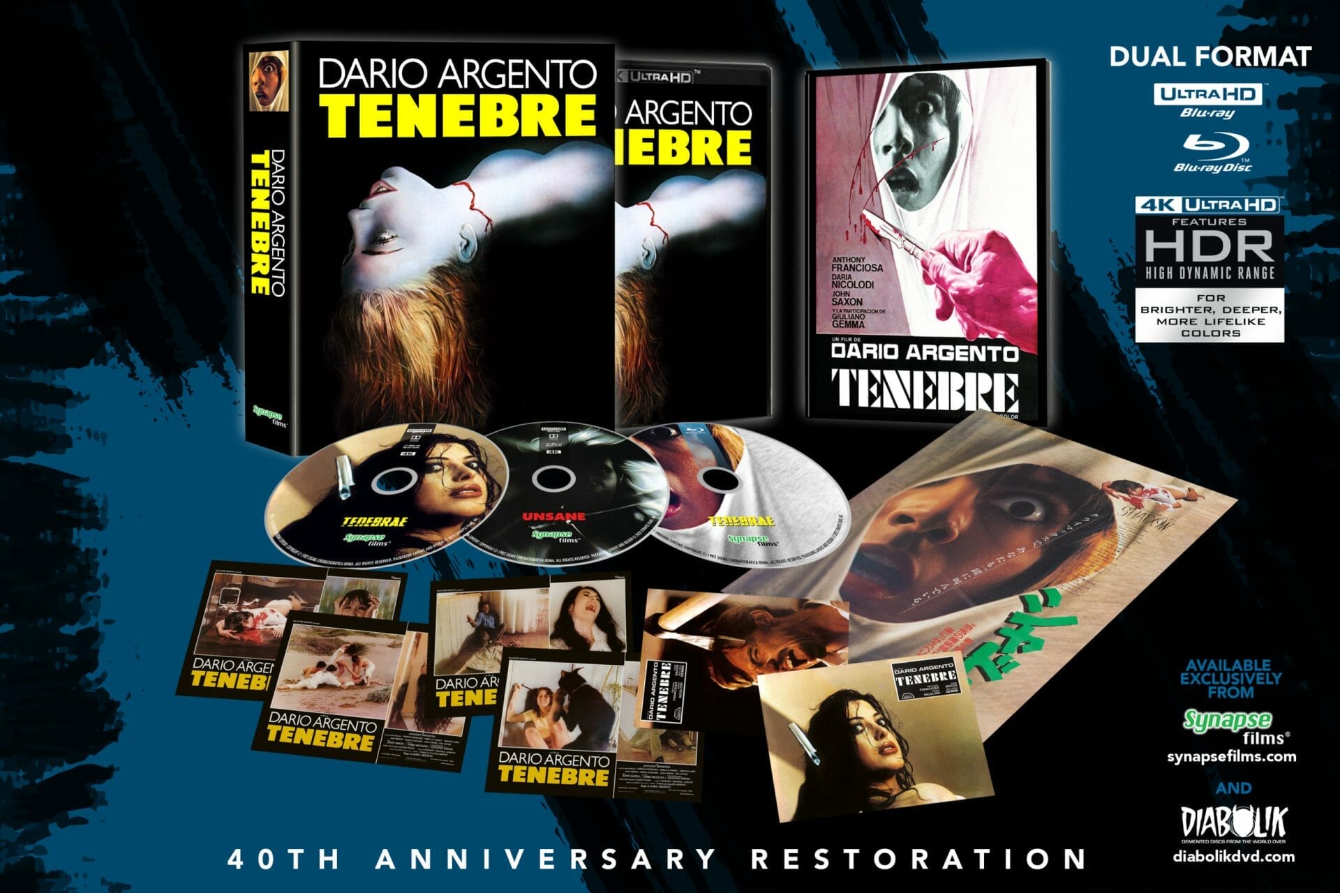 Tenebrae EXCLUSIVE Version (Synapse LE Box 3 Disc 4k UHD / Blu-Ray Set All  Region)